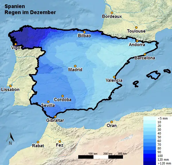 Spanien Wetter & Klima im Dezember Temperatur, Regen & Schnee